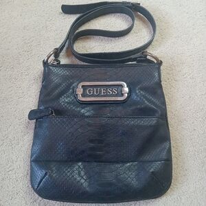 Guess Black Faux Snakeskin Crossbody Bag